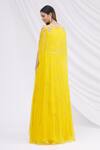 Shop_Aneesh Agarwaal_Yellow Chiffon Embroidered Cape Lehenga Set_at_Aza_Fashions