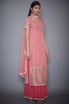 RI.Ritu Kumar_Pink Embroidered Kurta With Skirt And Dupatta _Online_at_Aza_Fashions