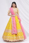 Buy_Aneesh Agarwaal_Yellow Silk V Neck Embroidered Bridal Lehenga Set _Online_at_Aza_Fashions