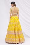 Shop_Aneesh Agarwaal_Yellow Silk V Neck Embroidered Bridal Lehenga Set _at_Aza_Fashions