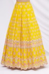 Shop_Aneesh Agarwaal_Yellow Silk V Neck Embroidered Bridal Lehenga Set _Online_at_Aza_Fashions