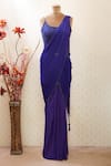 Buy_Arpan Vohra_Blue Round Embellished Pre-draped Saree With Blouse _at_Aza_Fashions
