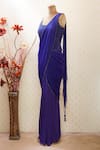 Arpan Vohra_Blue Round Embellished Pre-draped Saree With Blouse _Online_at_Aza_Fashions