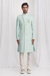 Buy_Samyukta Singhania_Green Silk Brocade Sherwani And Pant Set_Online_at_Aza_Fashions