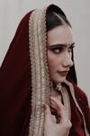 Shrutkirti_Red Silk Velvet Embellished V Neck Zoya Lehenga Set _at_Aza_Fashions