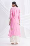 Shop_Nachiket Barve_Pink Chanderi Silk Mandarin Collar Asymmetric Kurta  _at_Aza_Fashions