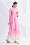 Buy_Nachiket Barve_Pink Chanderi Silk Mandarin Collar Asymmetric Kurta  _at_Aza_Fashions