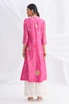 Shop_Nachiket Barve_Pink Chanderi Silk Mandarin Collar Kurta  _at_Aza_Fashions