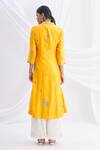 Shop_Nachiket Barve_Yellow Chanderi Silk Mandarin Collar Kurta  _at_Aza_Fashions