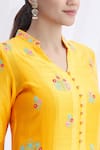 Nachiket Barve_Yellow Chanderi Silk Mandarin Collar Kurta  _at_Aza_Fashions