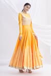Buy_Nachiket Barve_Yellow Silk Chanderi Embroidered Anarkali Set  _at_Aza_Fashions