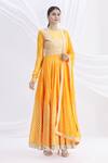 Buy_Nachiket Barve_Yellow Silk Chanderi Embroidered Anarkali Set  _Online_at_Aza_Fashions
