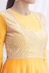 Nachiket Barve_Yellow Silk Chanderi Embroidered Anarkali Set  _at_Aza_Fashions