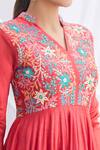 Nachiket Barve_Red Silk Chanderi Embroidered Anarkali Set  _at_Aza_Fashions