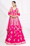 Buy_Nachiket Barve_Pink Chanderi Silk V Neck Anarkali With Dupatta_at_Aza_Fashions