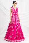 Nachiket Barve_Pink Chanderi Silk V Neck Anarkali With Dupatta_Online_at_Aza_Fashions