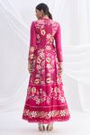 Shop_Nachiket Barve_Pink Chanderi Silk Mandarin Collar Anarkali Set_at_Aza_Fashions