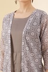 Aryavir Malhotra_Grey Pure Muslin Digital Round Jacket And Kurta Set _at_Aza_Fashions