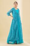 Buy_Aryavir Malhotra_Blue Pure Muslin Print Leheriya Round Jacket And Kurta Set_at_Aza_Fashions