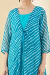 Aryavir Malhotra_Blue Pure Muslin Print Leheriya Round Jacket And Kurta Set_at_Aza_Fashions