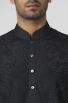 Aryavir Malhotra_Black Cotton Silk Embroidered Kurta Set_at_Aza_Fashions
