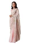 Buy_Amaare_Pink Taffeta Embroidery Scoop Neck Embellished Saree With Blouse  _at_Aza_Fashions