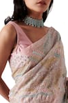 Buy_Amaare_Pink Taffeta Embellished Saree With Blouse_Online_at_Aza_Fashions