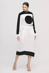 I am Trouble by KC_White Round Panelled Asymmetric Colorblock Dress _Online_at_Aza_Fashions