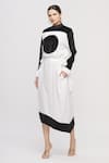 Shop_I am Trouble by KC_White Round Panelled Asymmetric Colorblock Dress _Online_at_Aza_Fashions