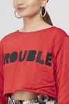 I am Trouble by KC_Red Round Checkered Crop Top _at_Aza_Fashions