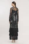 Shop_Kartikeya India_Black Round Floral Lace Layered Maxi Dress _at_Aza_Fashions
