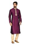 Buy_Aryavir Malhotra_Purple Silk Kurta Set _Online_at_Aza_Fashions