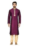 Aryavir Malhotra_Purple Silk Kurta Set _Online_at_Aza_Fashions