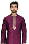 Aryavir Malhotra_Purple Silk Kurta Set _at_Aza_Fashions