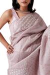 Buy_Amaare_Pink Taffeta Embellished Saree With Blouse_Online_at_Aza_Fashions