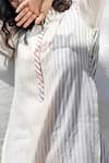 Buy_Dhaari_White 50% Silk Handwoven Asymmetric Kurta _Online_at_Aza_Fashions