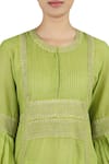 Latha Puttanna_Green Chanderi Zari Work Round Neck Flared Cutout Back Kurta With Pant _Online_at_Aza_Fashions