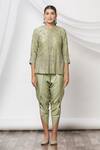 JAYANTI REDDY_Green Embroidered Floral Round Tunic Dhoti Pant Set  _Online_at_Aza_Fashions