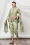 Buy_JAYANTI REDDY_Green Embroidered Floral Round Tunic Dhoti Pant Set  _at_Aza_Fashions