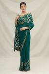 Nakul Sen Green Sequin Embroidered Saree With Blouse Online at Aza Fashions Nakul Sen_Green Sequin Embroidered Saree With Blouse_Online_at_Aza_Fashions