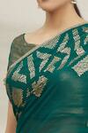 Nakul Sen Green Sequin Embroidered Saree With Blouse at Aza Fashions Nakul Sen_Green Sequin Embroidered Saree With Blouse_at_Aza_Fashions