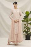 Buy_Varun Nidhika_Peach Sequin Embroidered Palazzo Set_at_Aza_Fashions