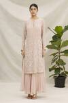 Varun Nidhika_Peach Sequin Embroidered Palazzo Set_Online_at_Aza_Fashions