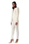 Amaare_White Taffeta Embroidery Shawl Lapel Pintuck Jacket And Pant Set _Online_at_Aza_Fashions