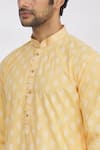 Aryavir Malhotra_Orange Handloom Cottom Printed Floral Kurta Set _at_Aza_Fashions