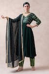 Buy_Thetaa_Green Polyester, Viscose, Satin, Silk Embroidery, Woven Anarkali Pant Set _Online_at_Aza_Fashions