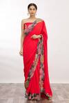 Buy_Anamika Khanna_Embroidered Saree With Unstitched Blouse Fabric_Online_at_Aza_Fashions