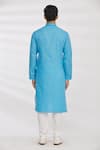 Shop_Arihant Rai Sinha_Blue Handloom Cotton Embroidery Geometric Print Kurta _at_Aza_Fashions