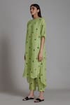 Mati_Green Trump Card Linen Embroidered Pant_Online_at_Aza_Fashions