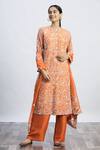 Buy_Anamika Khanna_Orange Embroidered Kurta Set_at_Aza_Fashions